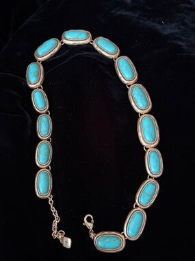 Elegant Turquoise and Gold Necklace - vintage inspired